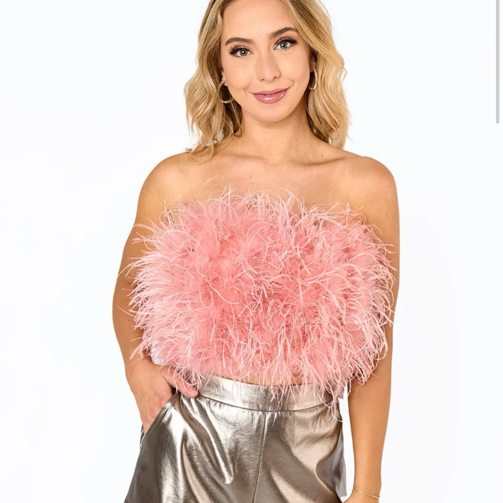 Buddy Love Pink Feather Tube Top